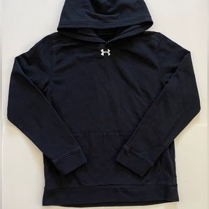 Youth Large Black Under Armour Cotton Sweater Hoodie Sportswear DriFit Hood